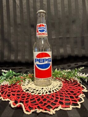 Pepsi Longneck Glass Bottle with Red, White and Blue Logo